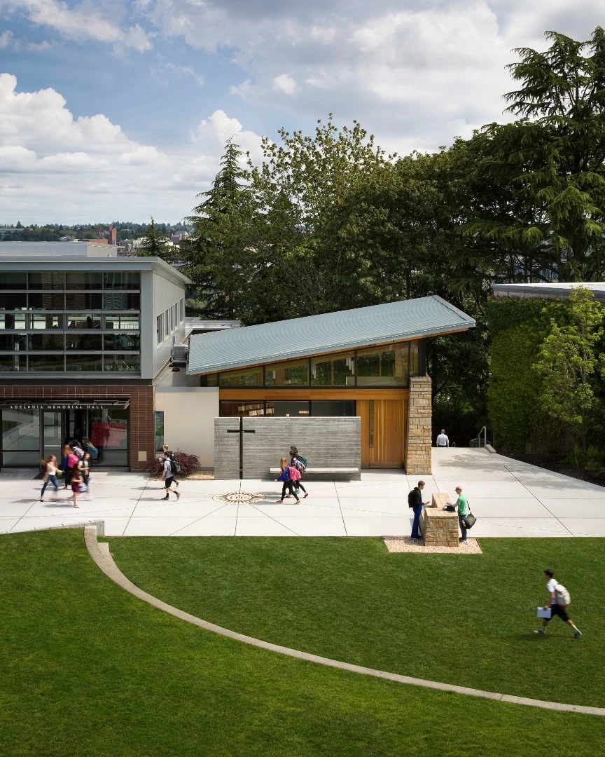 Our Lady of Montserrat Chapel by Hennebery Eddy Architects won the Wood in Educational Buildings award
