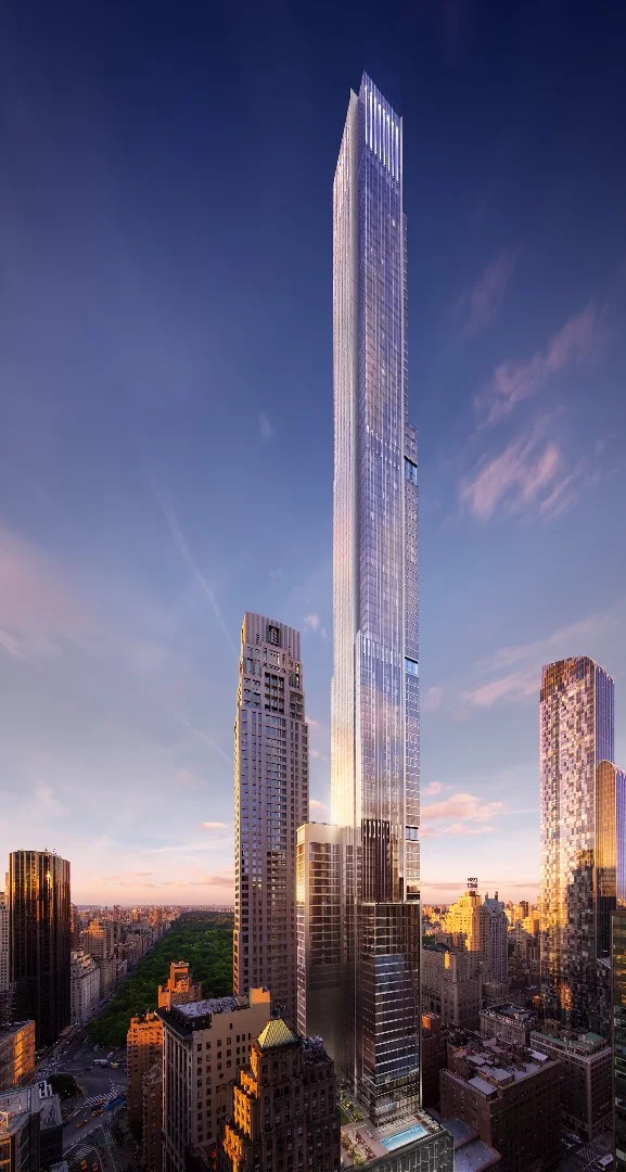 Central Park Tower rises to a height of 1,550 feet (472 m)