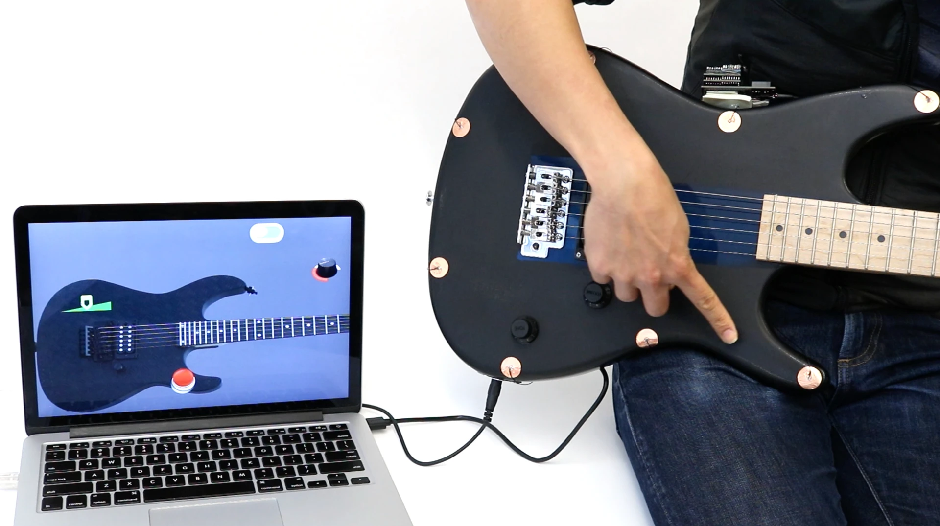 Guitar registering a touch