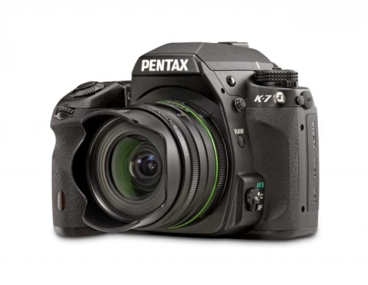 The new Pentax K-7 DSLR shown with 15mm lens