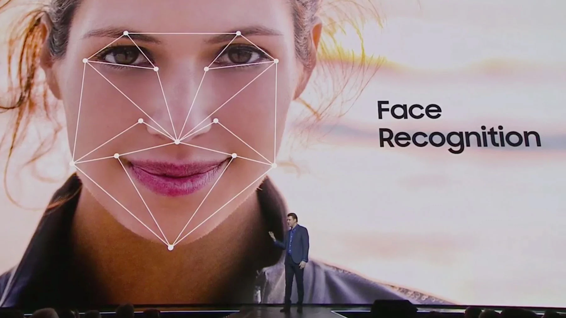 Touting face recognition at the Galaxy S8 launch event