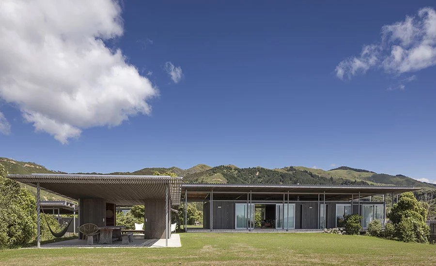 Best Villa went to Irving Smith Architects for Bach with Two Roofs, Golden Bay, New Zealand