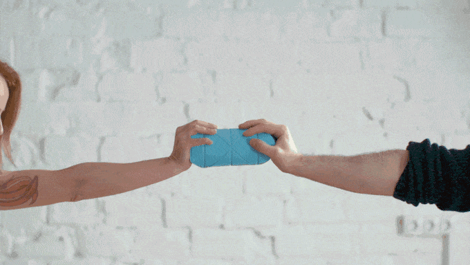 While it folds easily when pushed from the side, the Origami Bottle is designed to be freestanding and sturdy