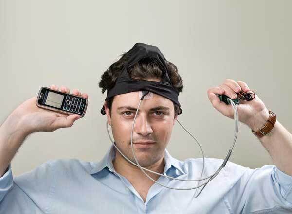 Dr Low wearing the iBrain device