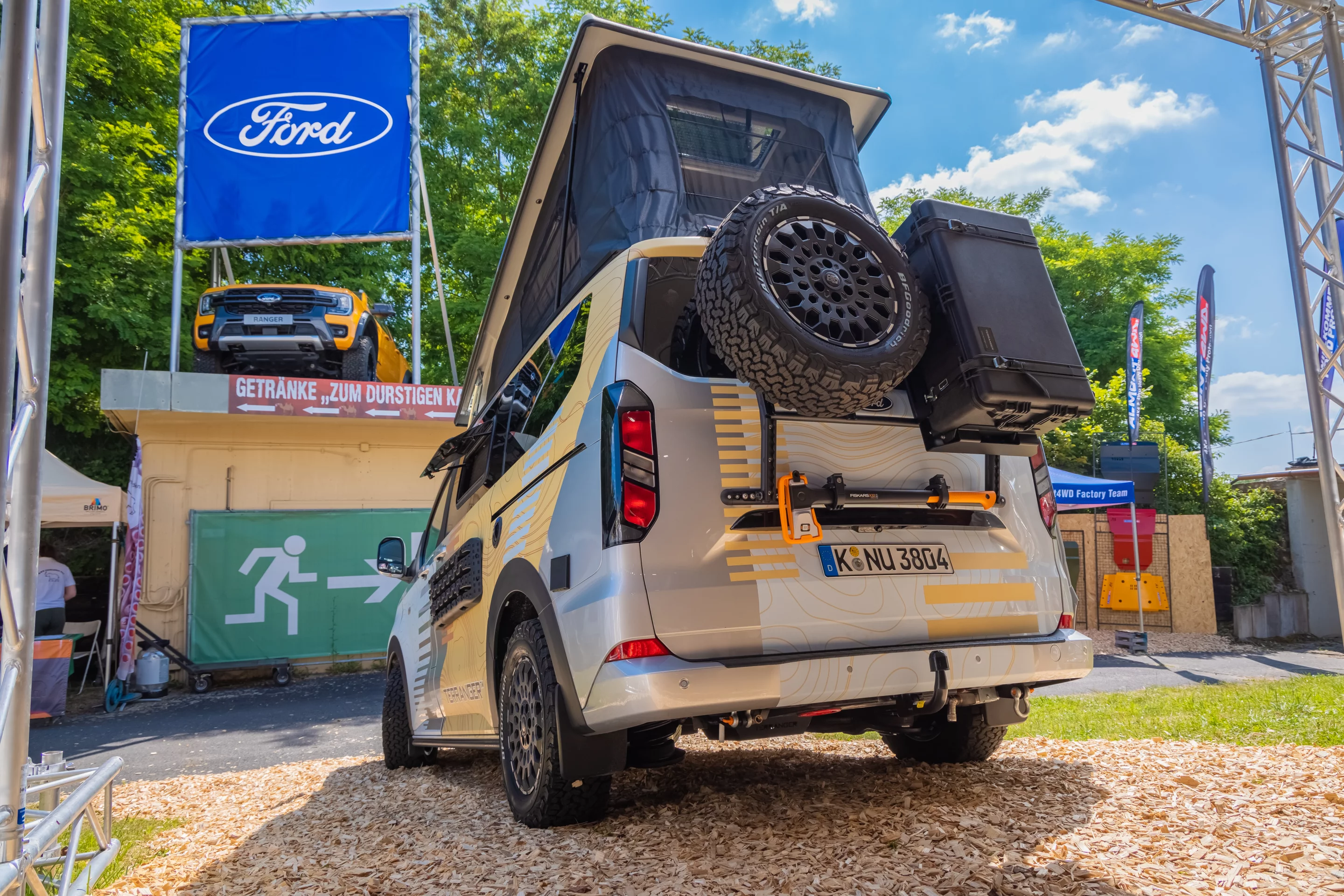Terranger does its most visible work out back, giving the Nugget some serious extra gear and cargo carrier, including a dedicated Fiskars axe mount