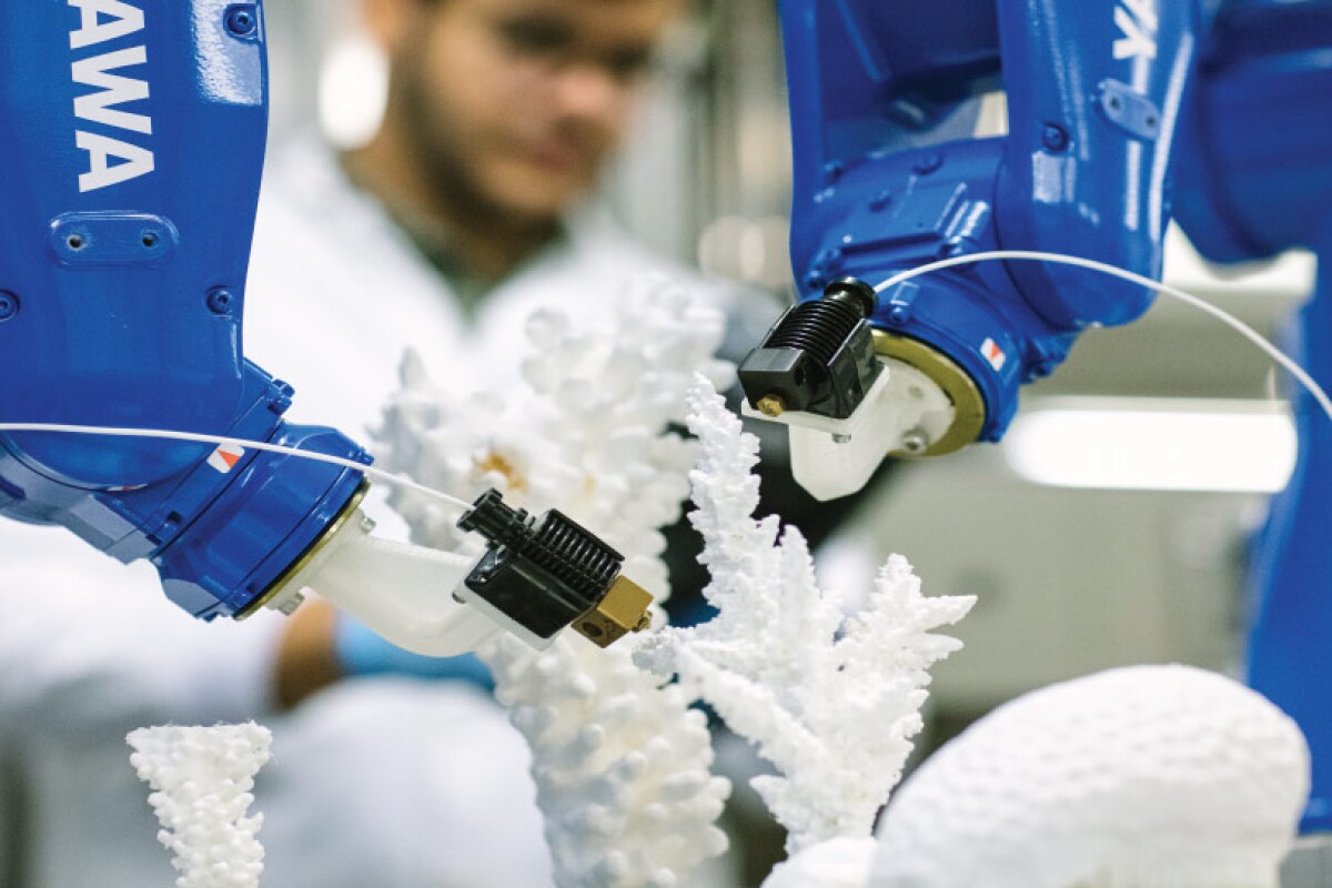 A 3D printer builds coral skeletons using a photosensitive calcium chloride ink