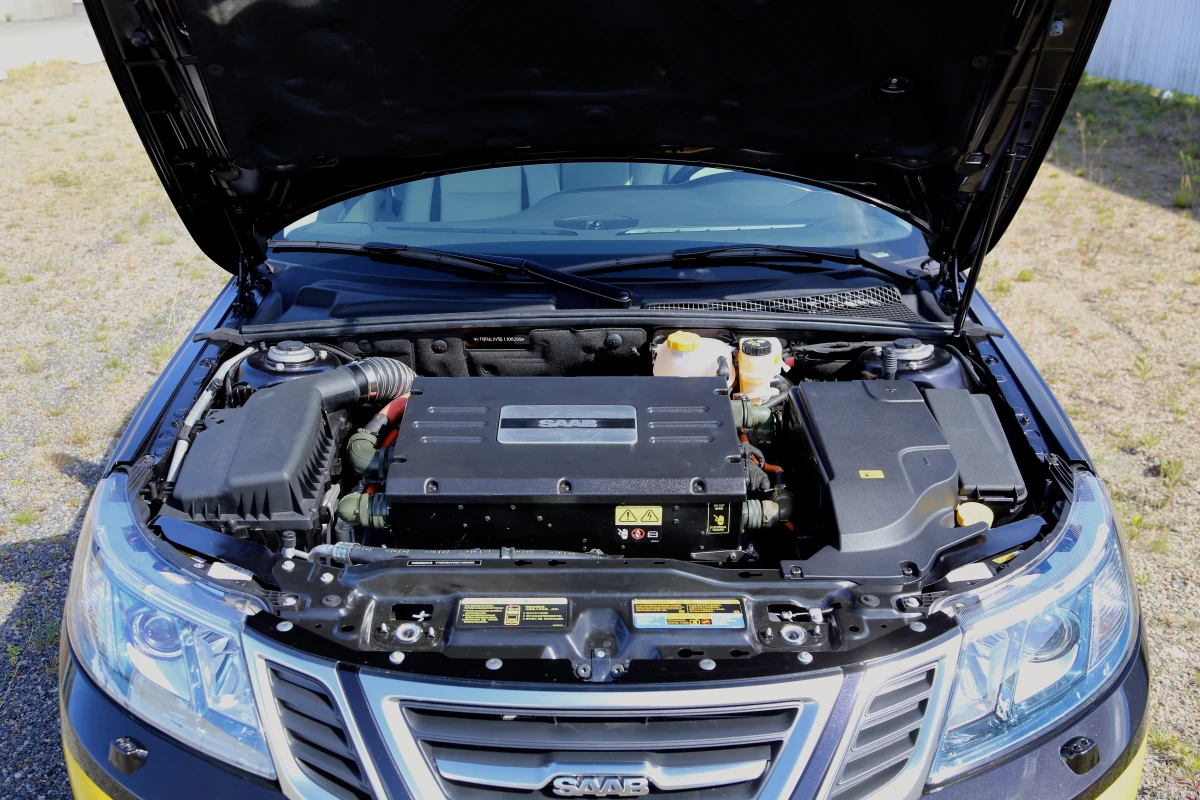 The NEVS Saab 9-3 Electric Vehicle is fitted with a 100 kW electric motor