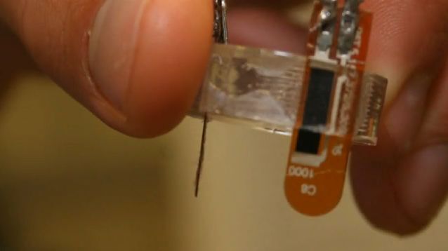 One of the velocity/flex sensors