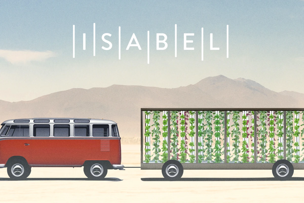 Inside an Airstream trailer fitted with plexiglass, vertical stacks will be used to grow crops, including kale, tomatoes and cucumber