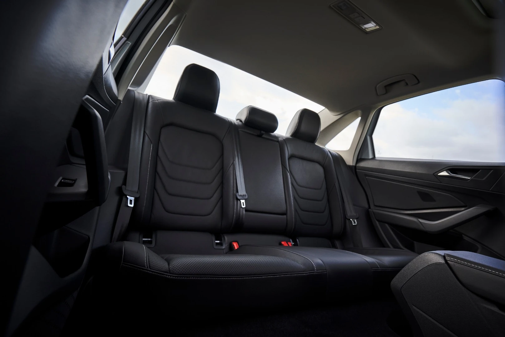 The rear seat can sit three across, but adults will find it tight (as they would in any compact)