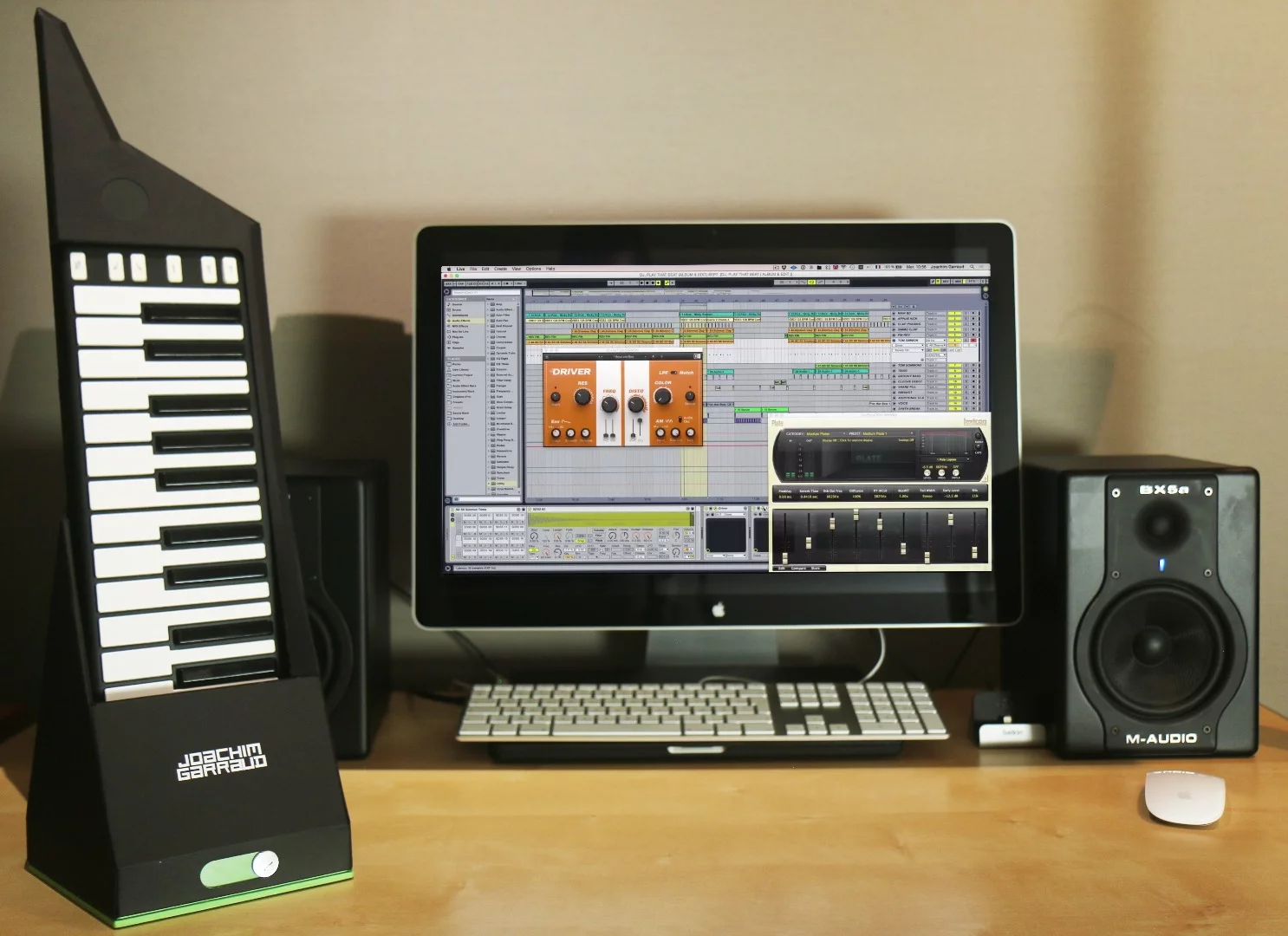 Joachim Garraud has collaborated with industry partners to include numerous sound design and production tools, such as the Sylenth1 virtual analog synth, the Arturia Mini-V, the Egoist groove machine and UVI's Digital Sensations