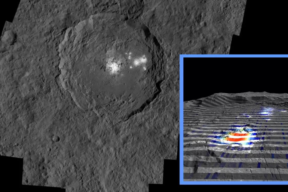 A new infrared look at Ceres' bright spots finds lots of salts, seen in red