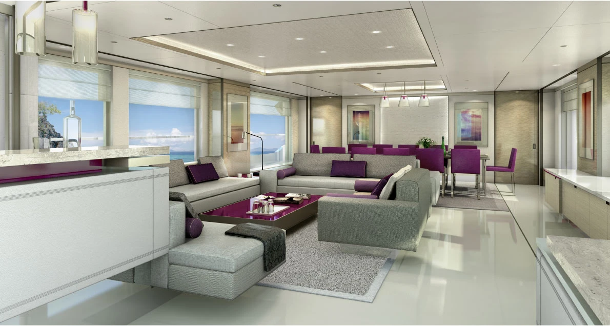The Azimut Grande 140 Trideck interior