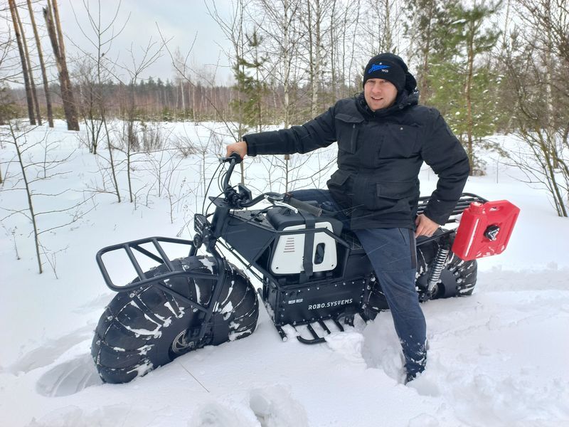 The fat, low-pressure balloon tires easily ride over snow, mud, sand and other surfaces