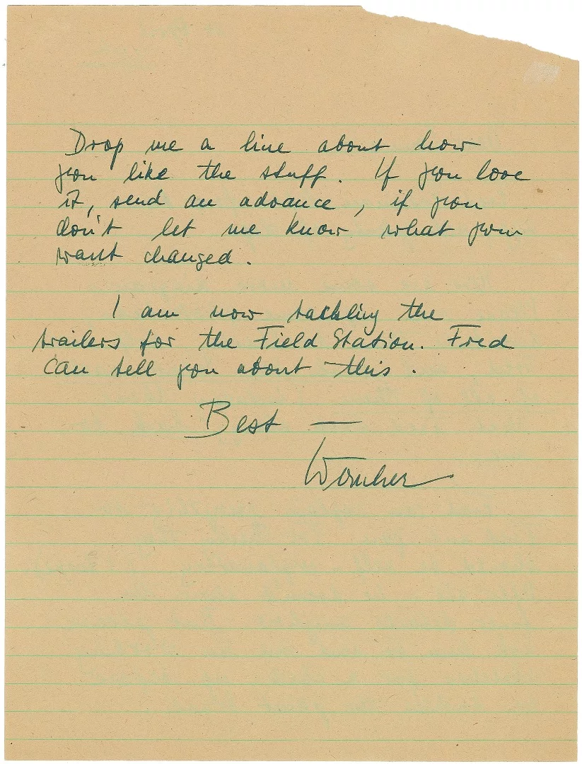 Cover letter from von Braun to artist p2