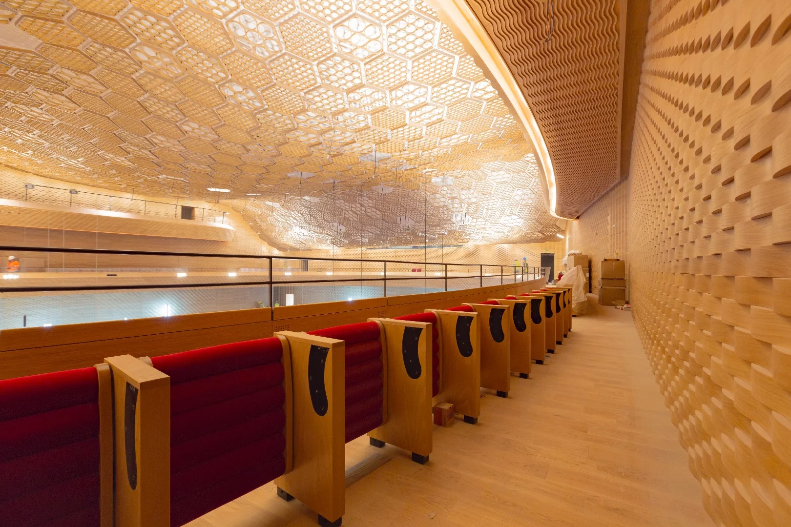 La Seine Musicale's timber work includes delicate woven timber patterns