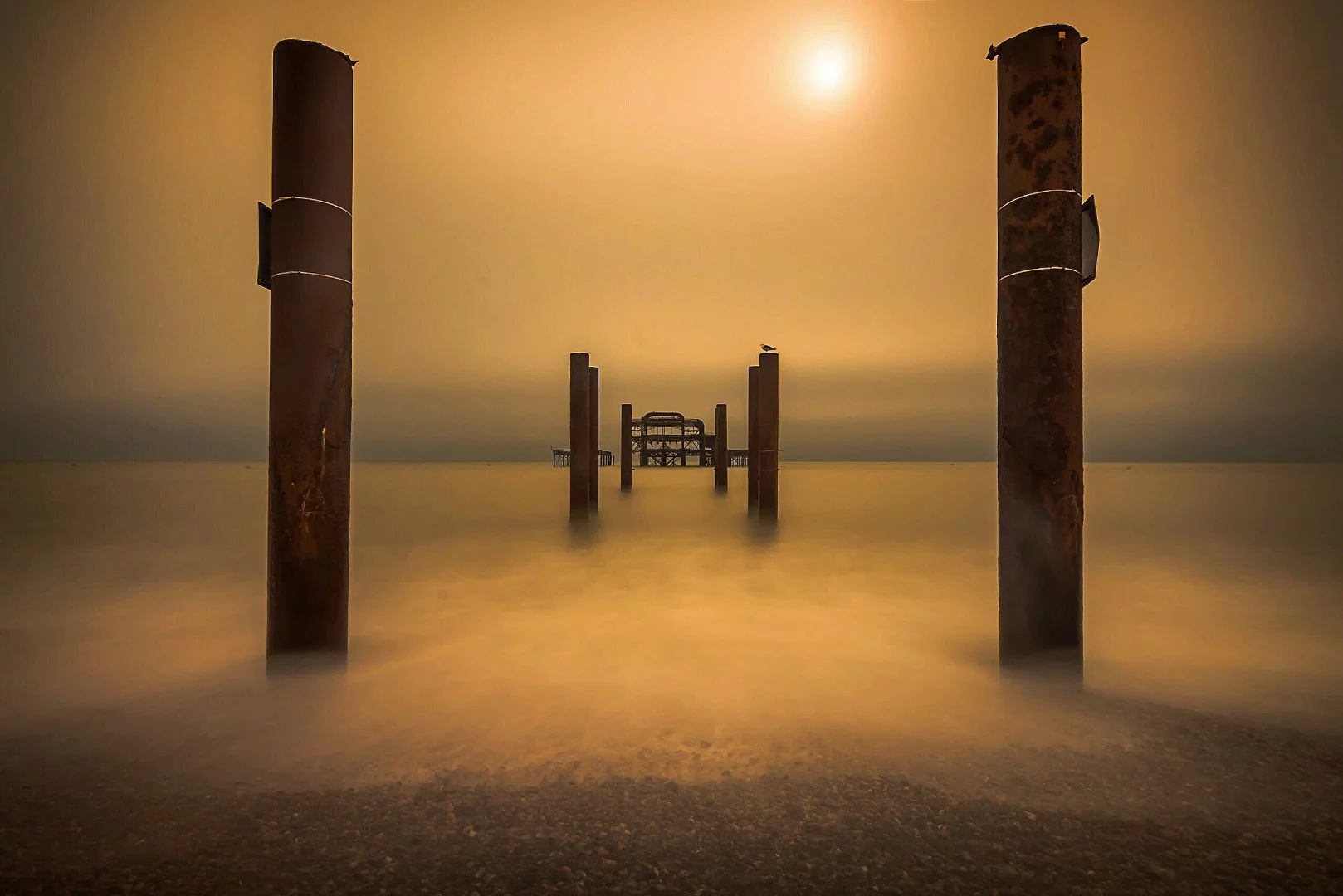 Shortlisted - West Pier Ruins, Brighton. "This iconic pier sadly tells of past glories but remains the main focal point of Brighton Beach."