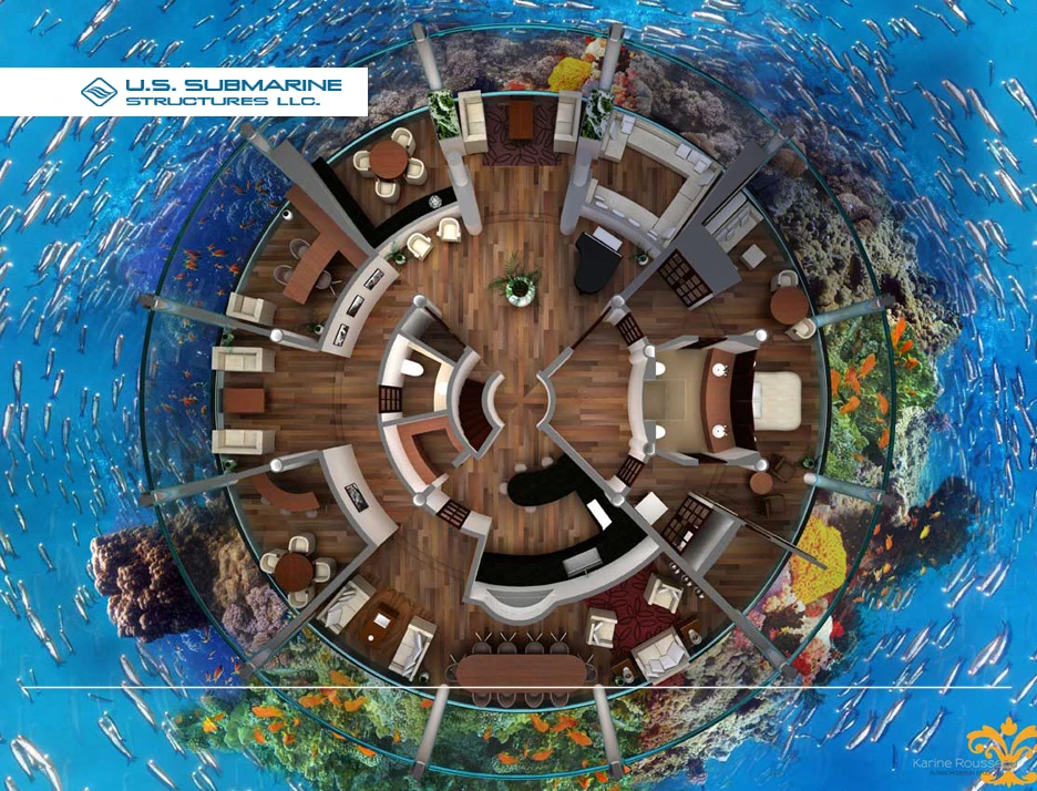 Artist's impression of a suggested layout of the lower level of H2OME (Image: US Submarine Structures)