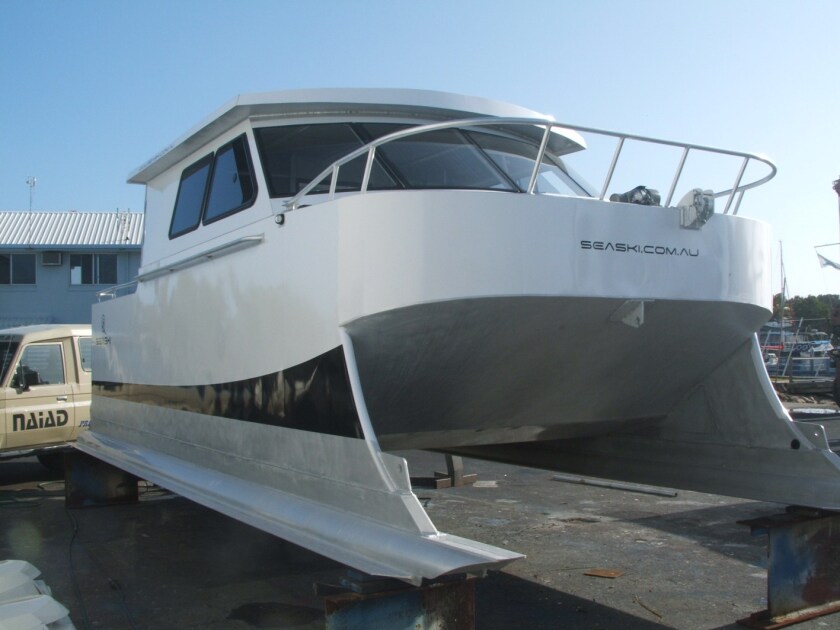 The first production model at Yamba Marina, Australia, prior to launching for the maiden voyage