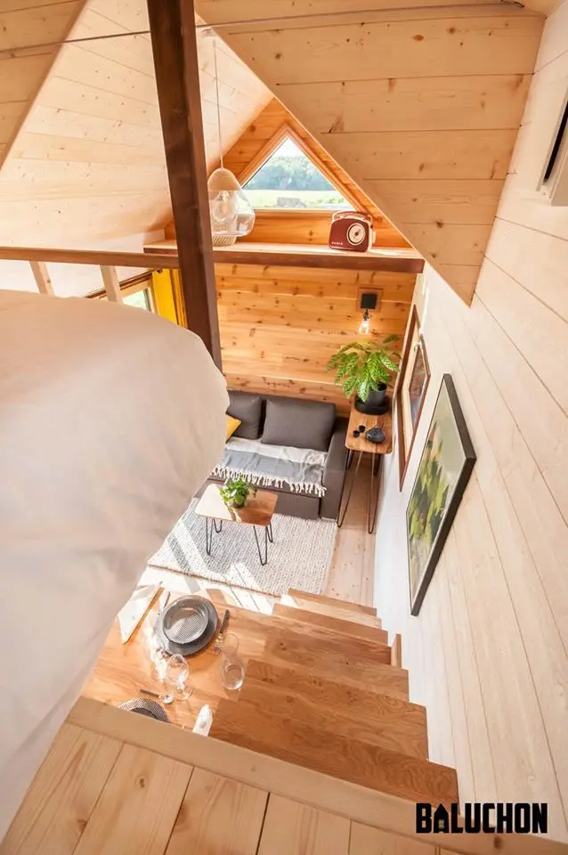 The Pampille's only loft bedroom is reached by storage-integrated staircase