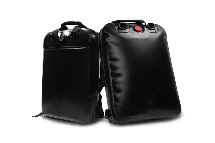 The Standard MVB backpack is waterproof and airtight, while the Shield edition is also bulletproof