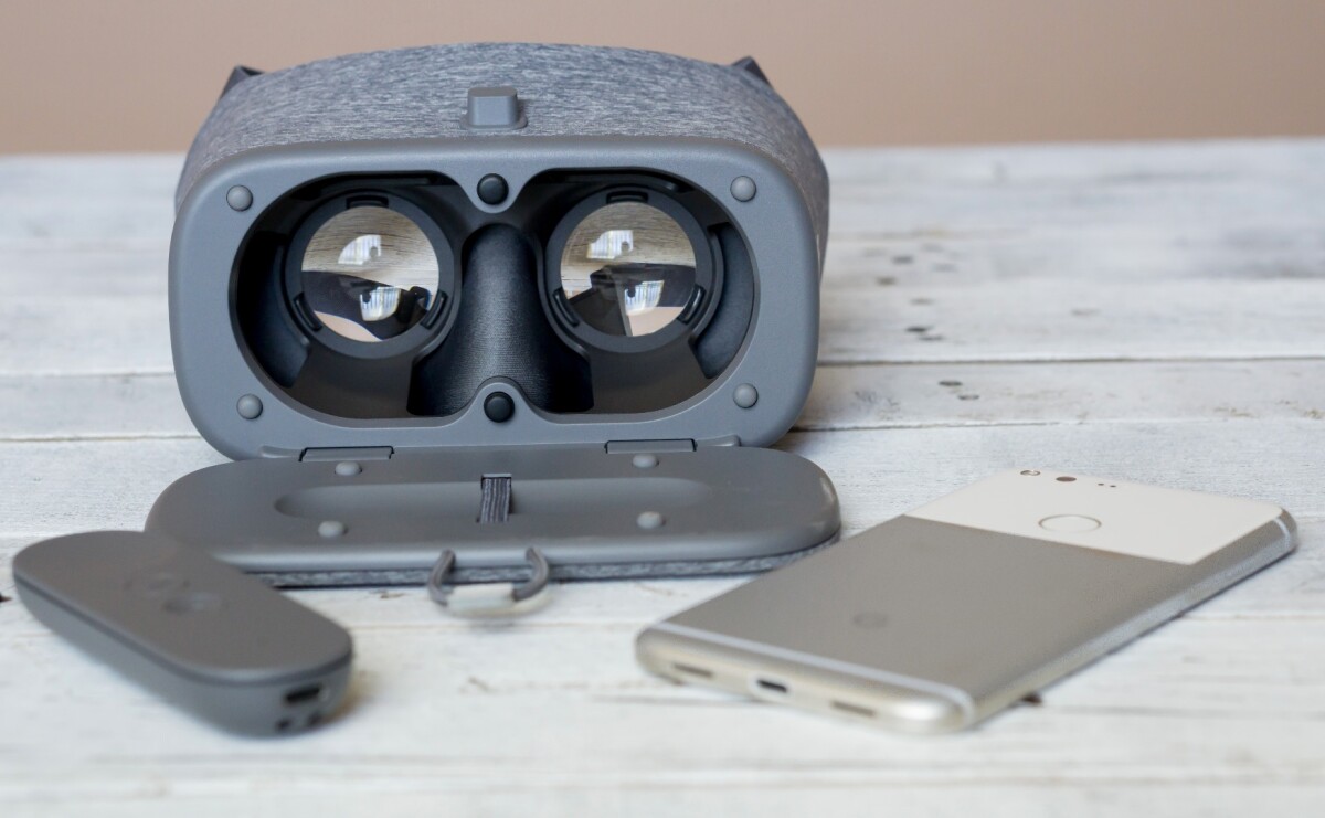 Google's Daydream View headset, with the Pixel XL