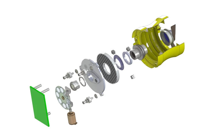 Exploded view of the CubeSat-class 50-mm (2-in) imaging instrument (Image: NASA Goddard/Jason Budinoff)