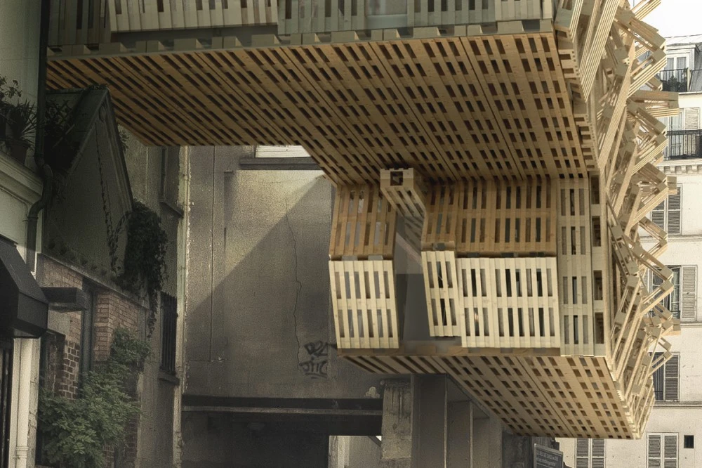 The AME-LOT student housing project is made entirely out of recycled pallets(Image by Malka Architecture)