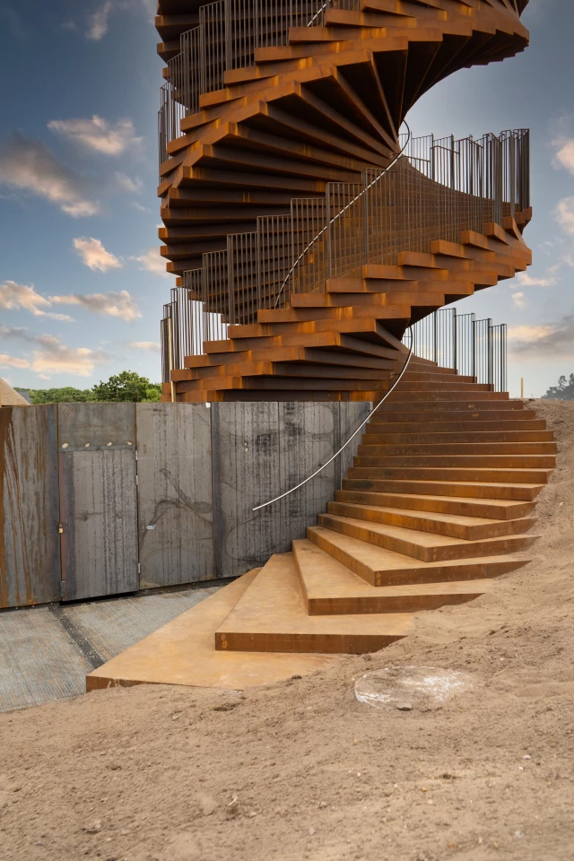 Marsk Tower is made from Corten steel, lending it a very distinctive rusted look