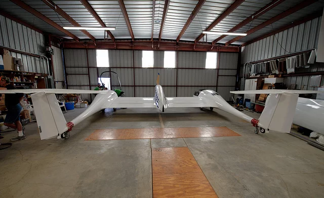 Pipistrel's Taurus G4 electric aircraft, waiting in the hangar (Photo: NASA)