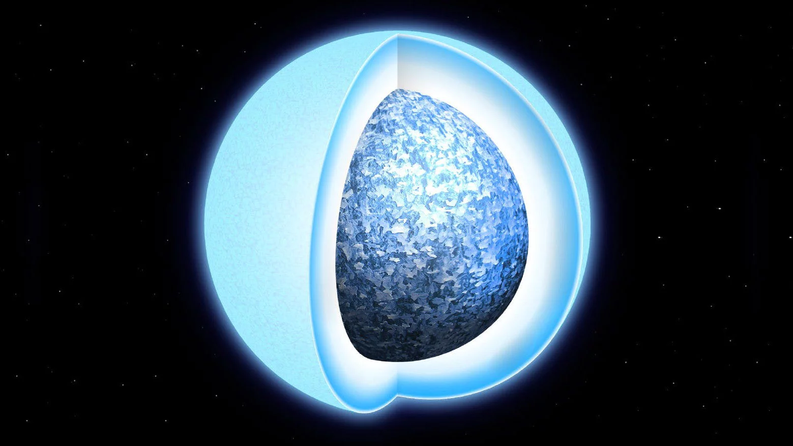 Artist's impression of a white dwarf undergoing crystallization