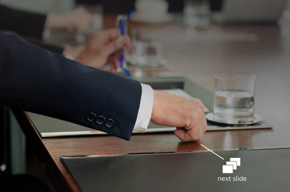 You can tap on the table to advance to the next slide during a presentation