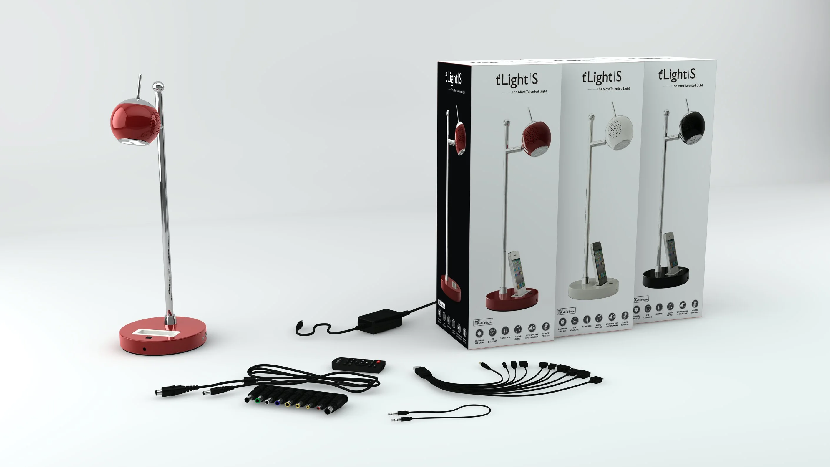 The t'Light S comes with multi-tip connection cables for various brand mobile phones and notebooks