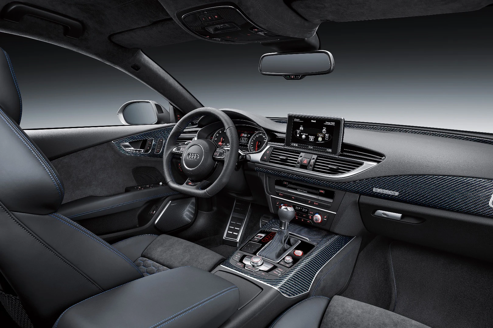 Alcantara is everywhere in the RS7's interior, but styling hasn't changed much compared to the standard car