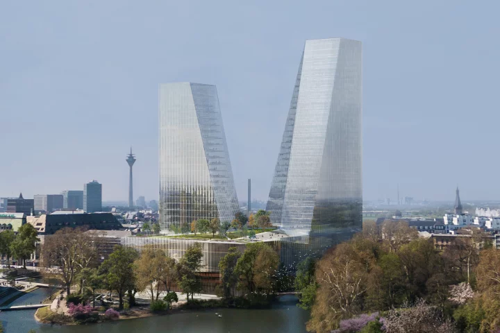 Duett Düsseldorf will be defined by two "dancing" towers that are designed to minimize shade in the nearby surroundings