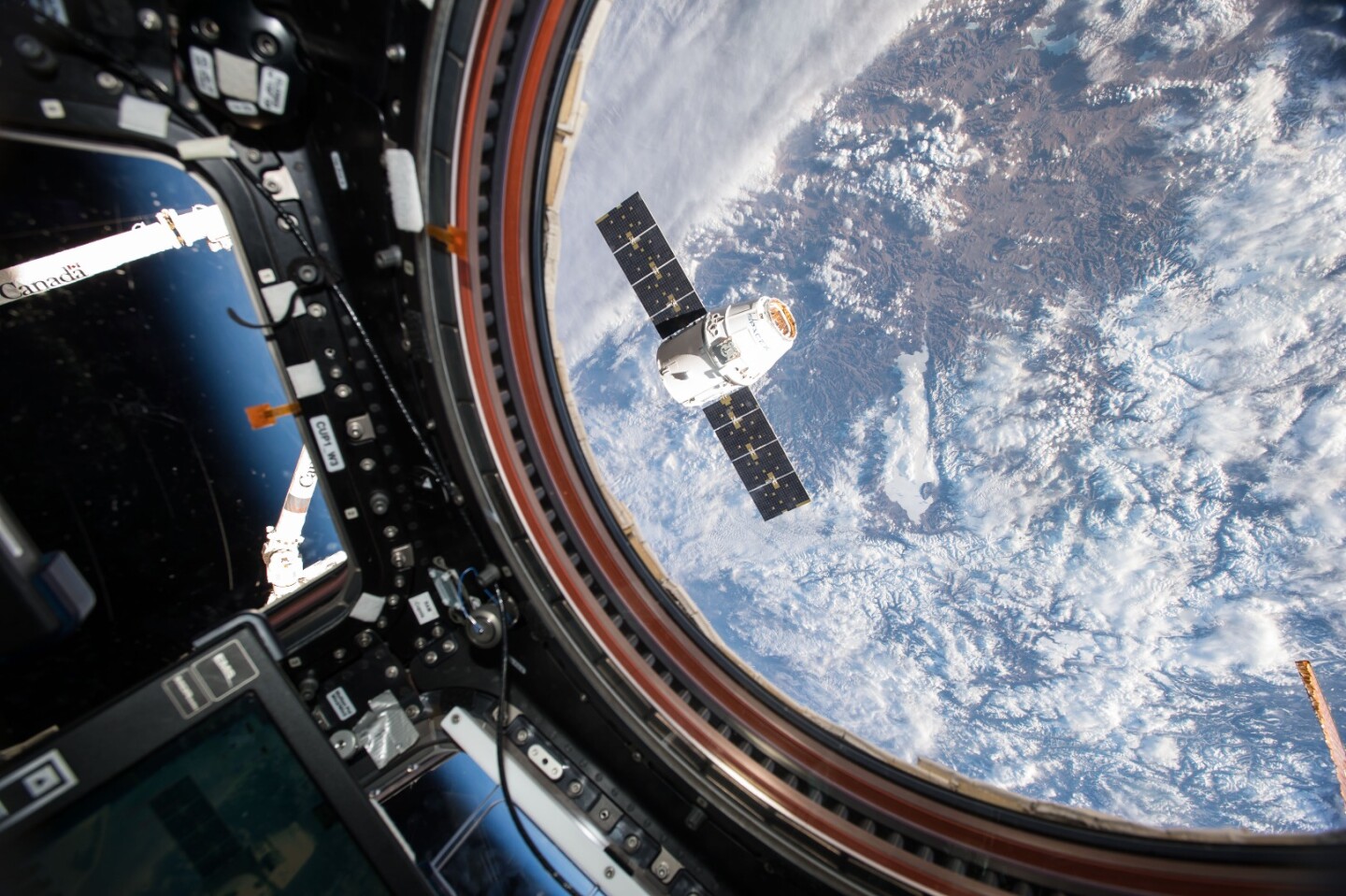 The SpaceX Dragon spacecraft as seen from the ISS on an earlier mission