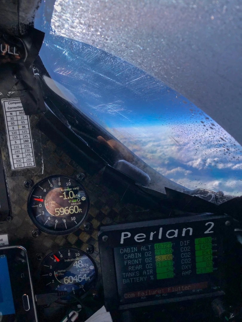 View inside the cockpit during a record-setting flight from Airbus’ Perlan 2 glider