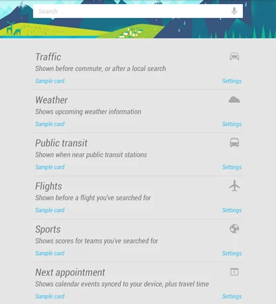 Nexus 7 screenshot - Google Now cards