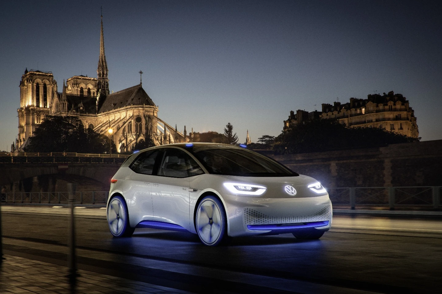 The LED eyes are one of the distinctive features of the VW ID design