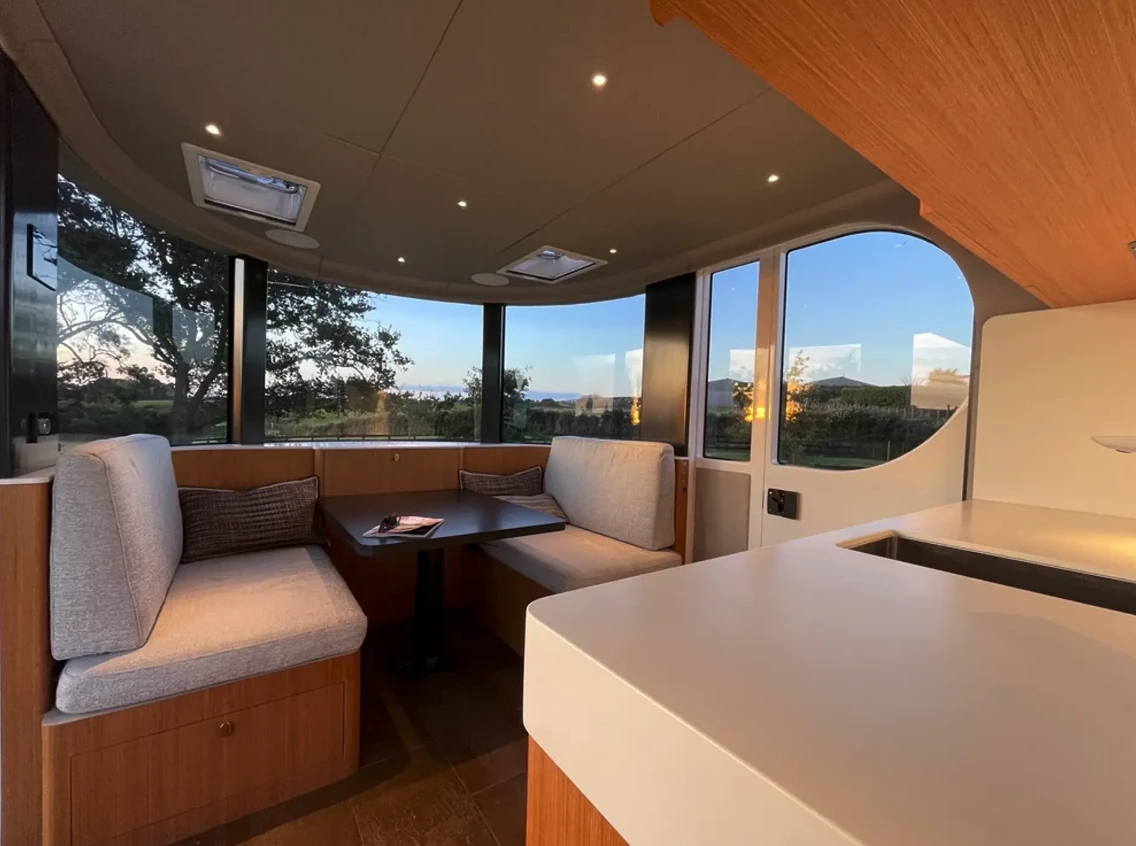 T8 interiors will remain the same as the T8+, including the panoramic front dining lounge/convertible spare bedroom
