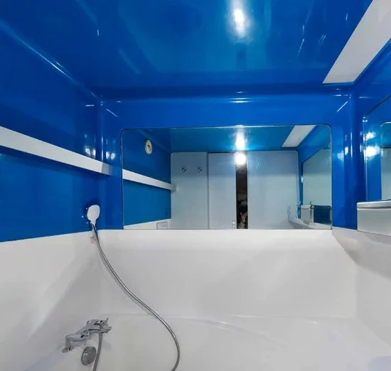 Bathrrom originally designed by French architect Charlotte Perriand in the 1960s