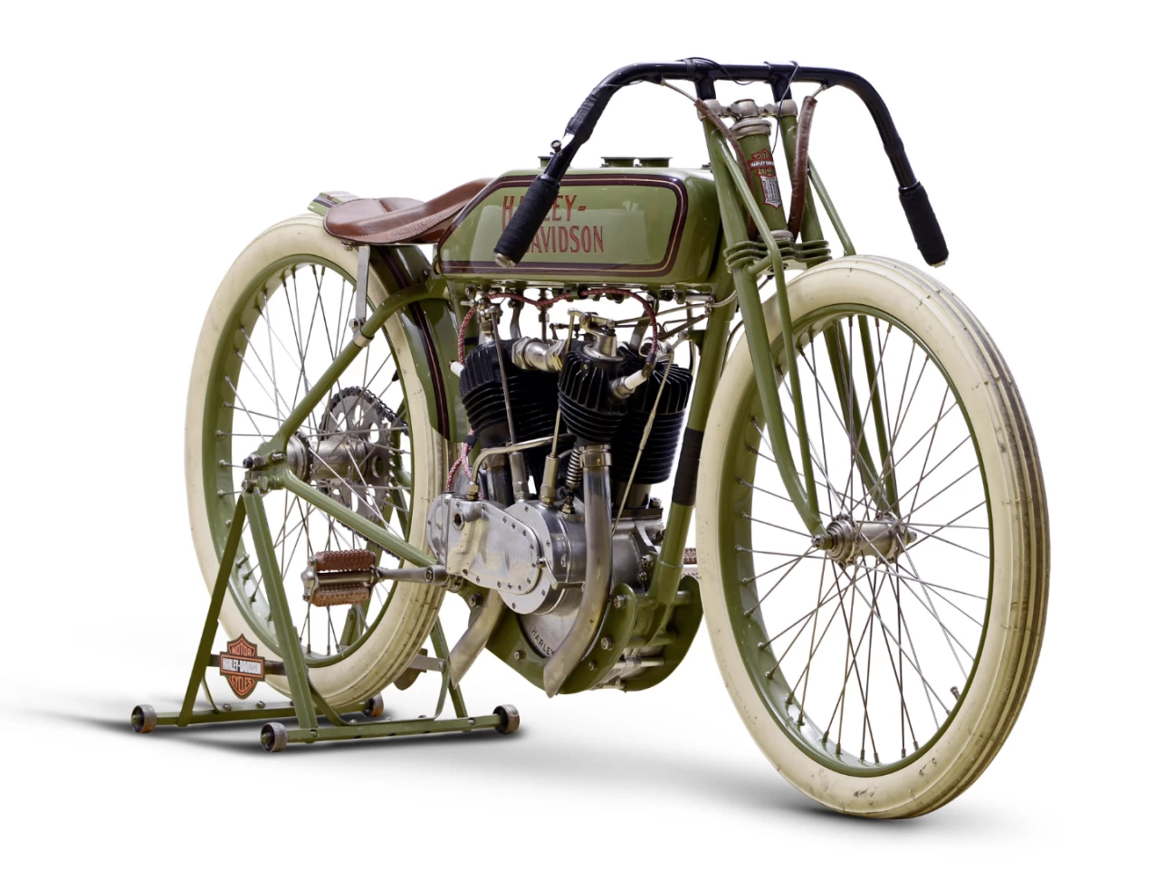 This 1920 Harley-Davidson 'Board Track' Racer, Lot 5 at Bonhams Lonatti Collection Sale (17-Oct-15) is estimated to sell for between £18,000 and 24,000 ($28,000 and $37,000)