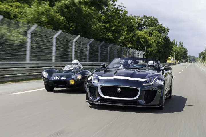 The Jaguar F-Type Project 7 made its dynamic debut at the Le Mans Classic in July, driving alongside the D-type that influenced its design