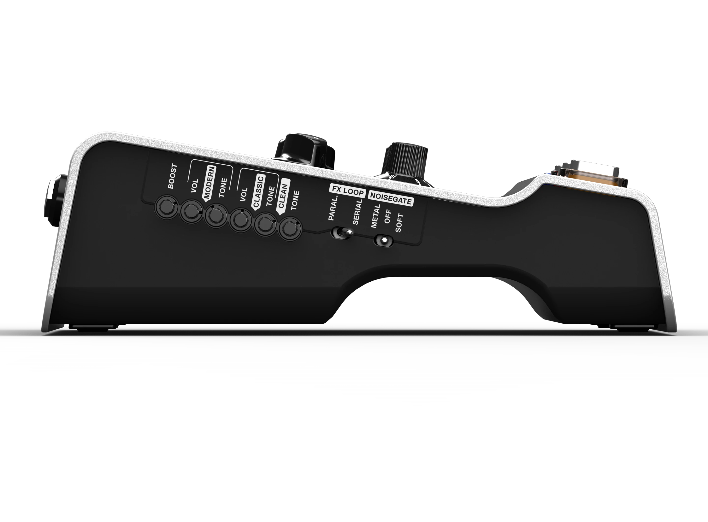 The Amp1 can sit on top of your favorite cabs, but its small form factor makes it a good size for sitting next to your stomps in a stage or studio pedalboard setup