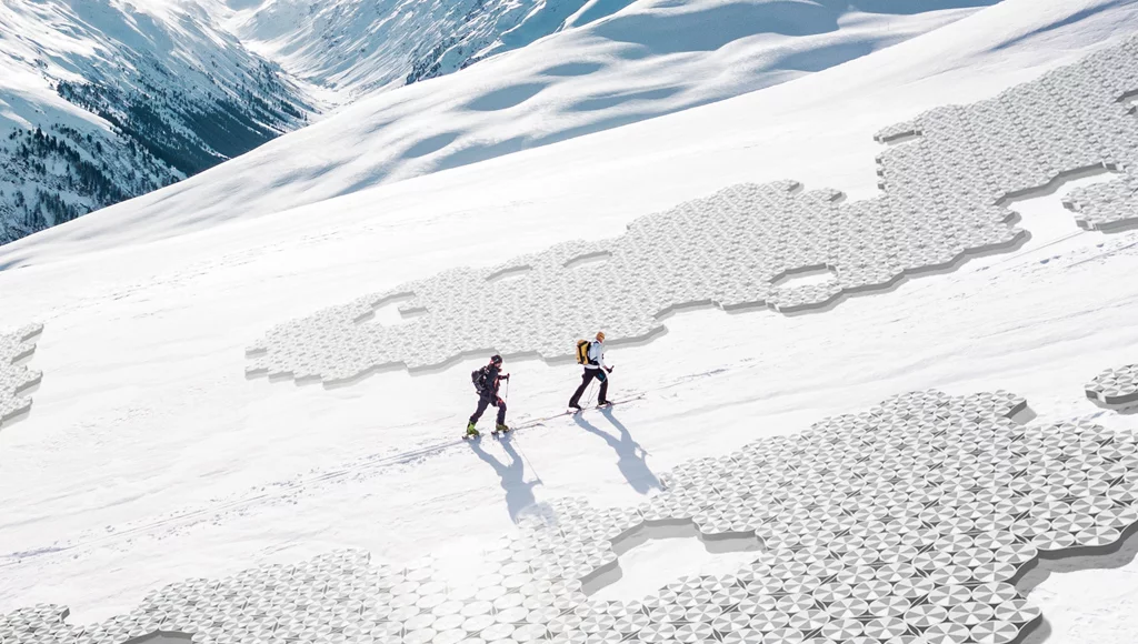 Honorable Mention - GlazeNet. Designer notes: "GlazeNet is high tech flying robot that is capable of ejecting excess heat out of the atmosphere in the form of infrared rays and in the same time can cool down the surface of the glacier so it reduces the process of melting."