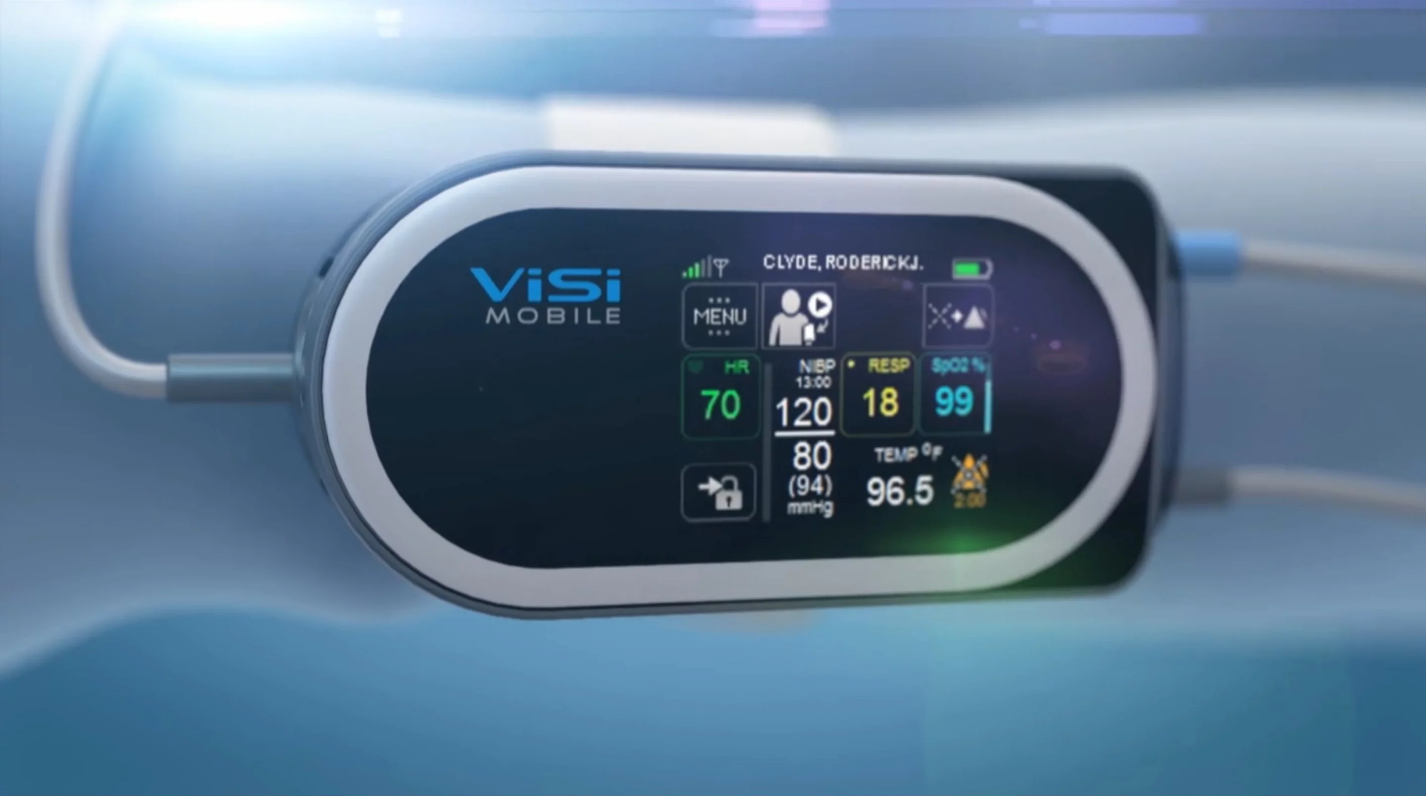 ViSi Mobile unit with blood pressure readout