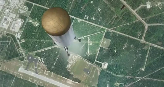 SpaceX Reusable Launch Vehicle - stage 2 preparation for landing