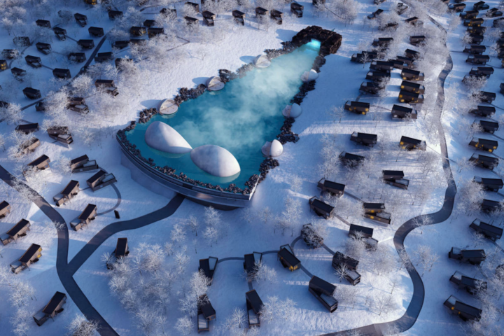 Rendered aerial view of the geoLagon project