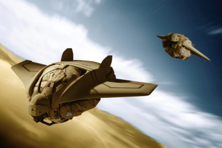 The Gryphon winged suit has a 5:1 glide ratio, electronic guidance system and heads-up display
