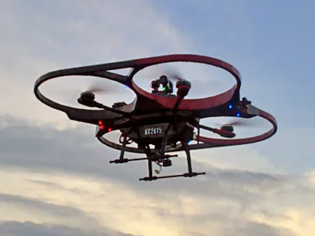 The Mobile Recon Systems KittyHawk quadcopter is over three feet (95 cm) wide and lifts a 9.5-lb (4.3-kg) payload